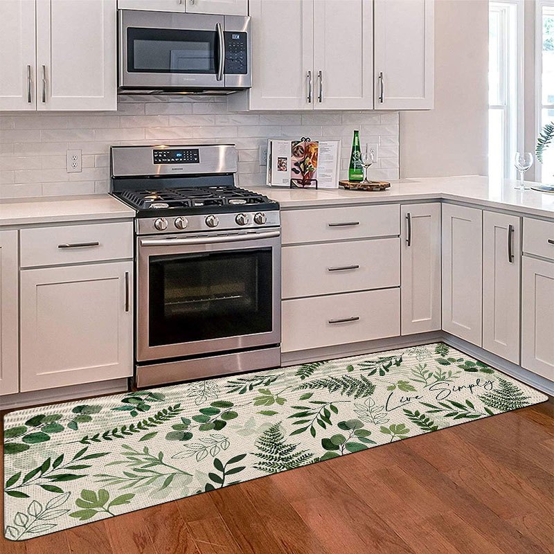 Commercial Kitchen Background - Minimal Botanical Kitchen Runner Mat Light