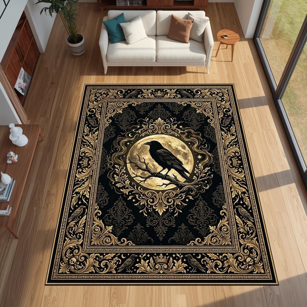 Commercial Dishwasher Table - Gothic Golden Raven Full Moon print