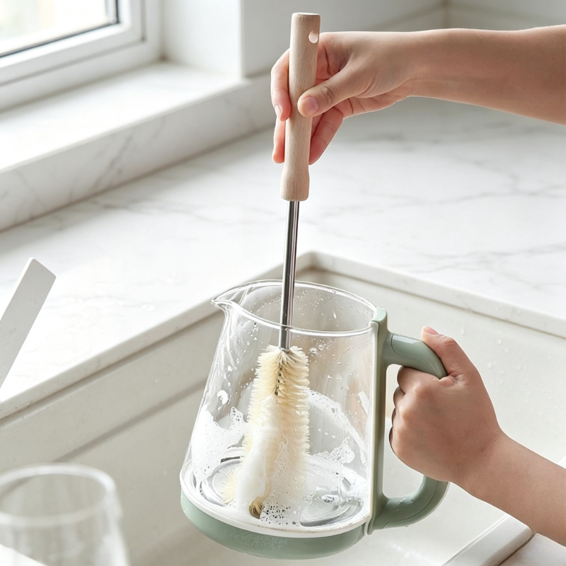 Commercial Kitchen Cleaning - Long Wooden Handle Bottle Brush Baby