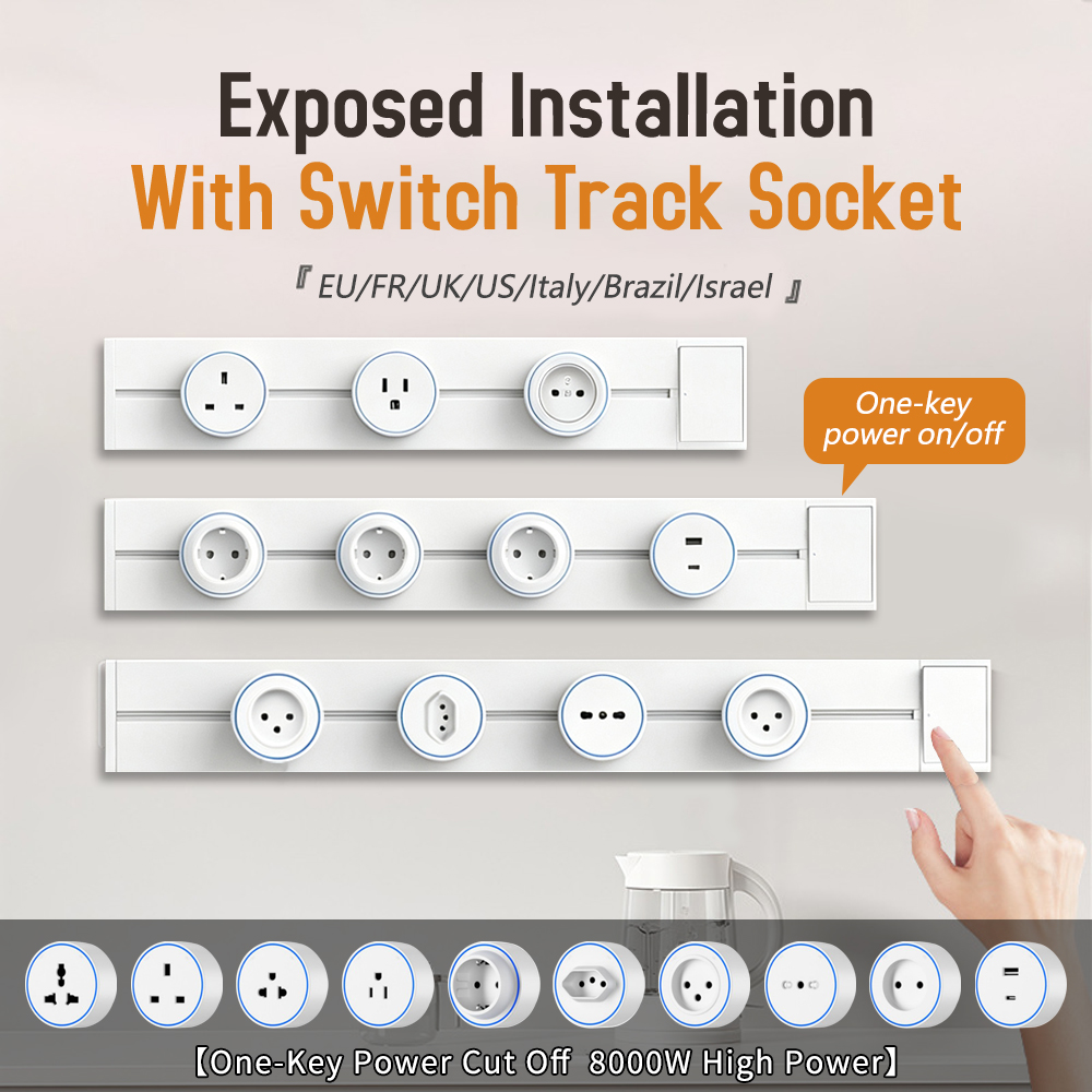 Commercial Kitchen Swing Door - White Home Movable Power Track Socket