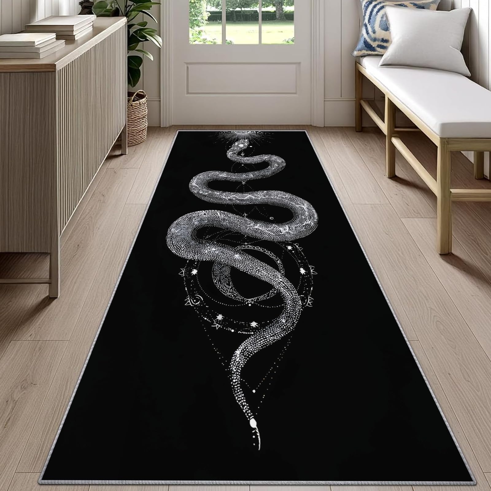Snake Print Runner Rug Black B - đánh giá và giá Commercial Kitchen Background