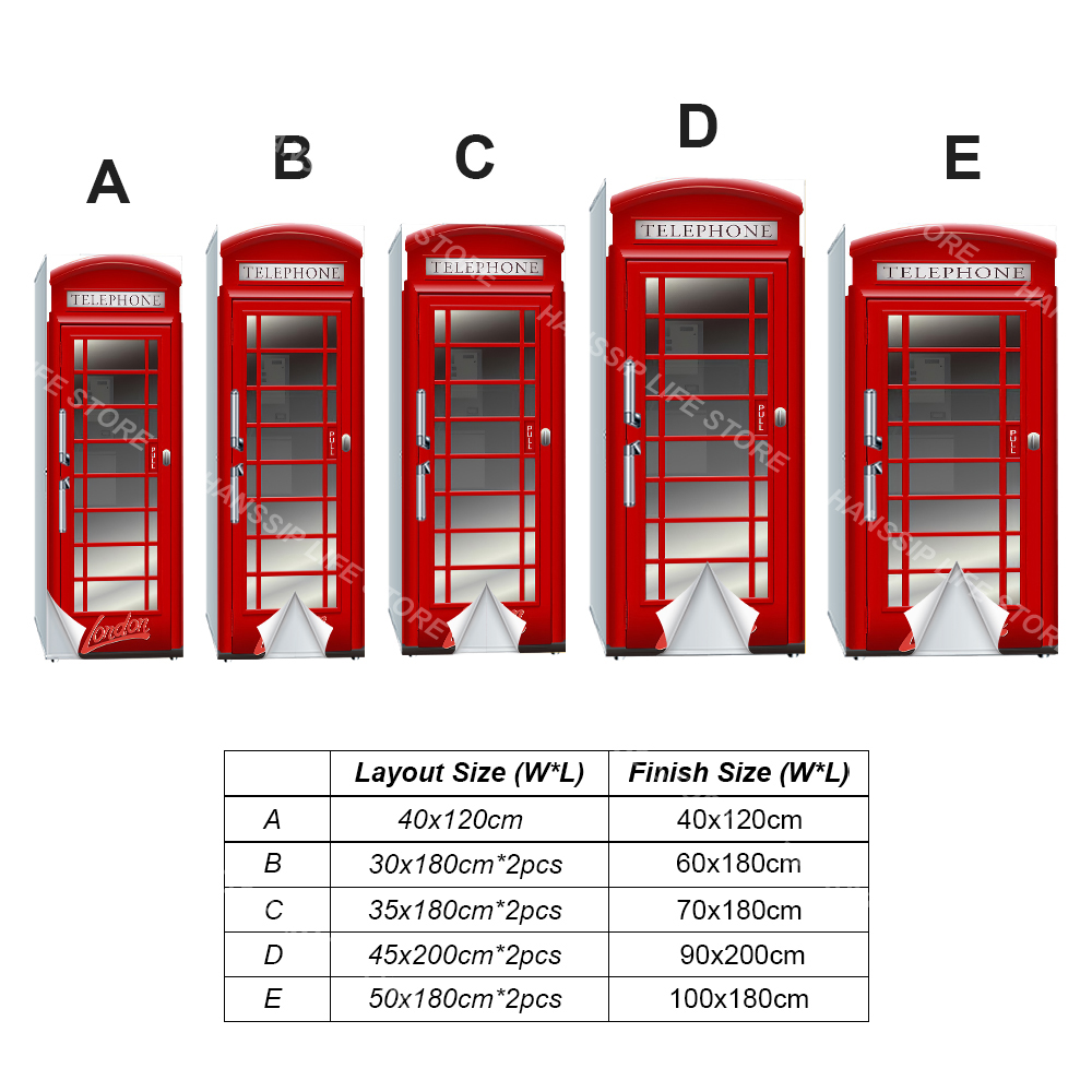 Retro Phone Booth Printed Refr - đánh giá và giá Commercial Kitchen Wall