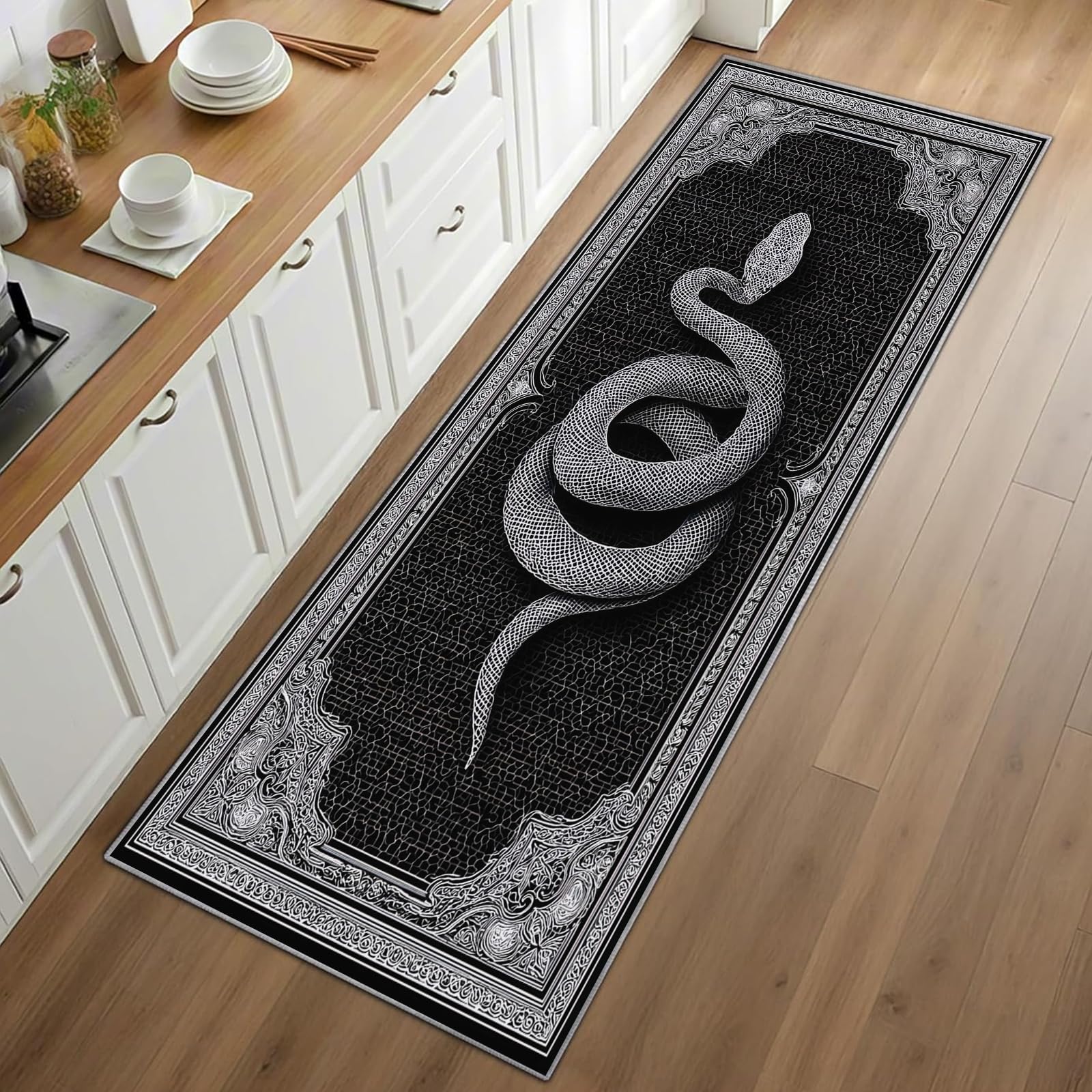 Gothic Snake Runner Rug Black  - đánh giá và giá Commercial Kitchen Background