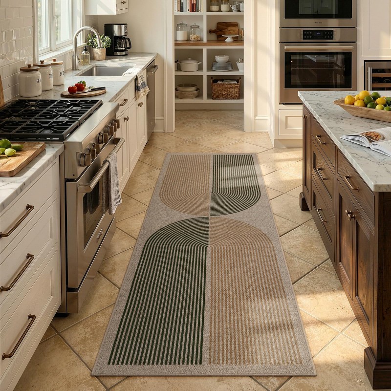 Art Deco Runner Rug Green Back - đánh giá và giá Commercial Kitchen Background