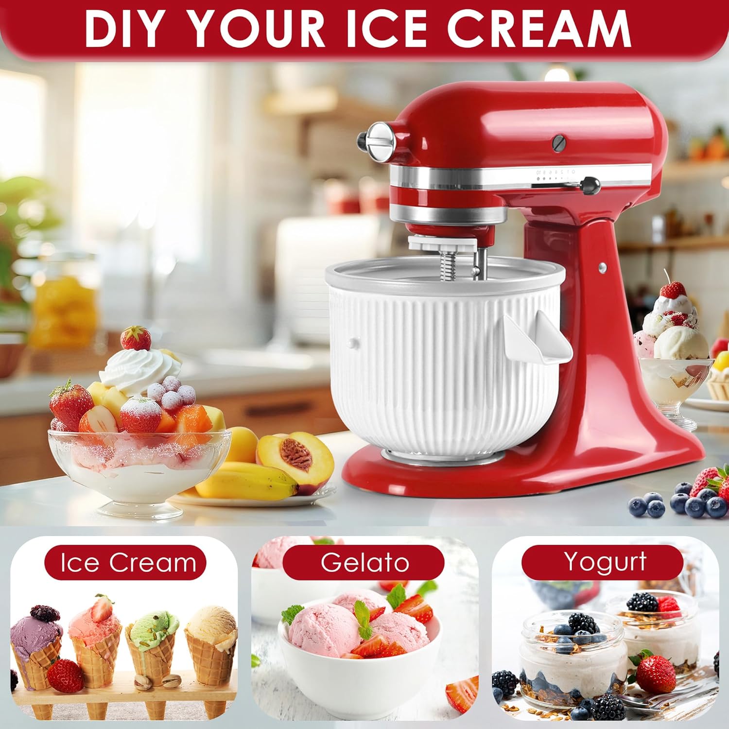Ice Cream Maker Attachment for - đánh giá và giá Commercial Kitchenaid